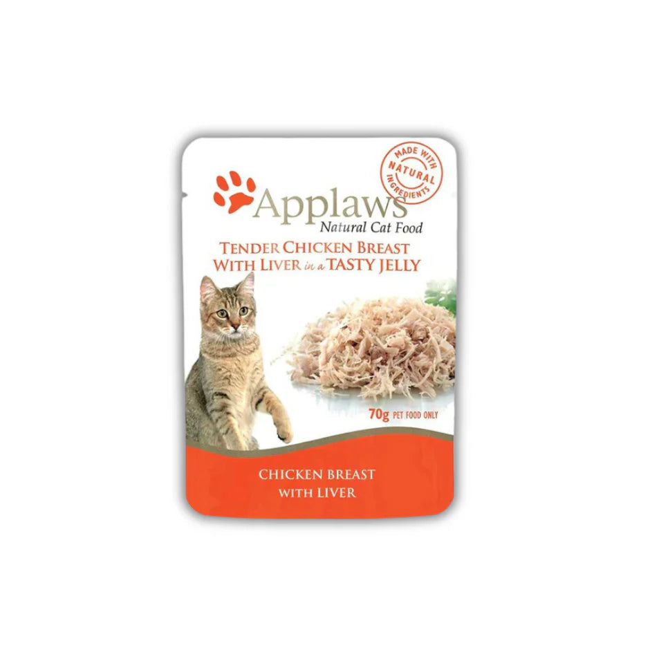 Applaws Natural Tender 55% Chicken Breast with Liver in Jelly Wet Cat Food - 70 g