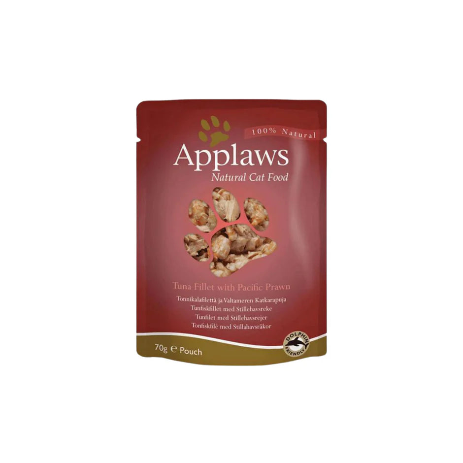 Applaws Natural 75% Tuna Fillet with Pacific Prawn in Broth Wet Cat Food - 70 g