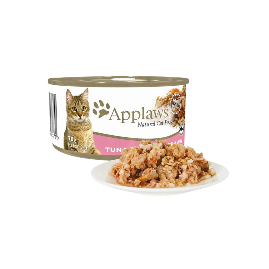 Applaws Natural 75% Tuna Fillet and 23% Prawn Wet Cat Food - 70 g