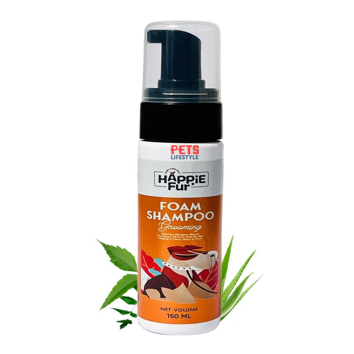 Happie Fur - Waterless Foam Shampoo (150ml) for Dogs & Cats with Neem & Aloe Vera