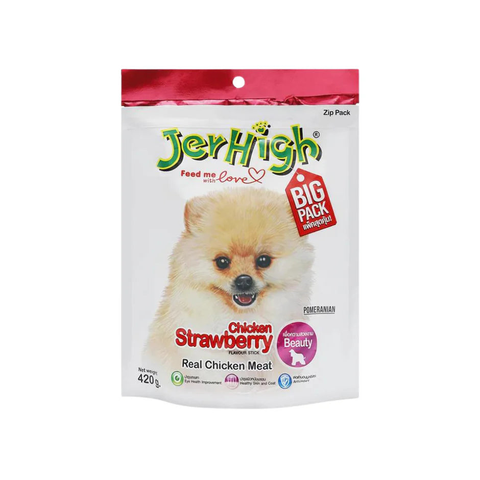 JerHigh Strawberry Stick Dog Treats with Real Chicken Meat 400 g