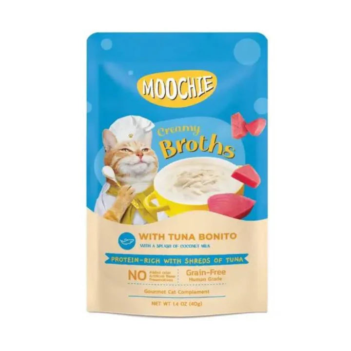 Moochie Creamy Broth with Tuna Bonito Wet Cat Food – 40 g