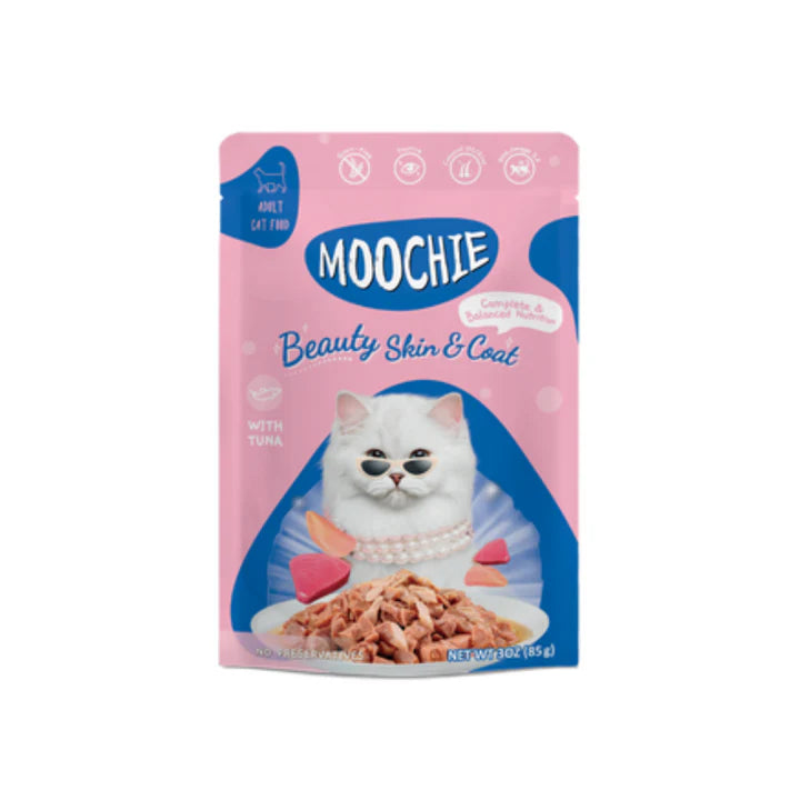 Moochie Tuna Grain Free Beauty Skin & Coat Adult Cat Treats - 85 g