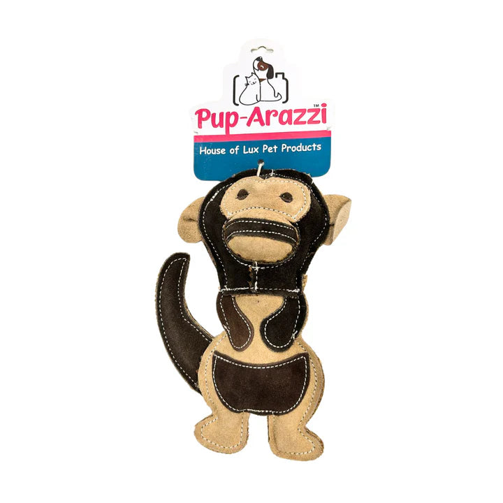 Pup Arazzi Leather Monkey Toy For Dogs