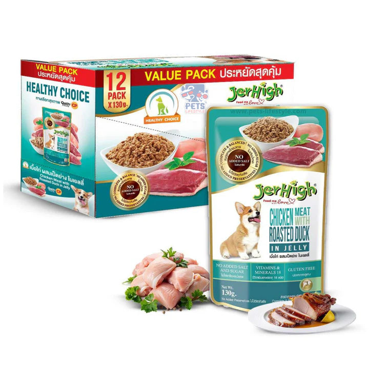 Jerhigh Chicken Meat with Roasted Duck in Jelly Dog Food