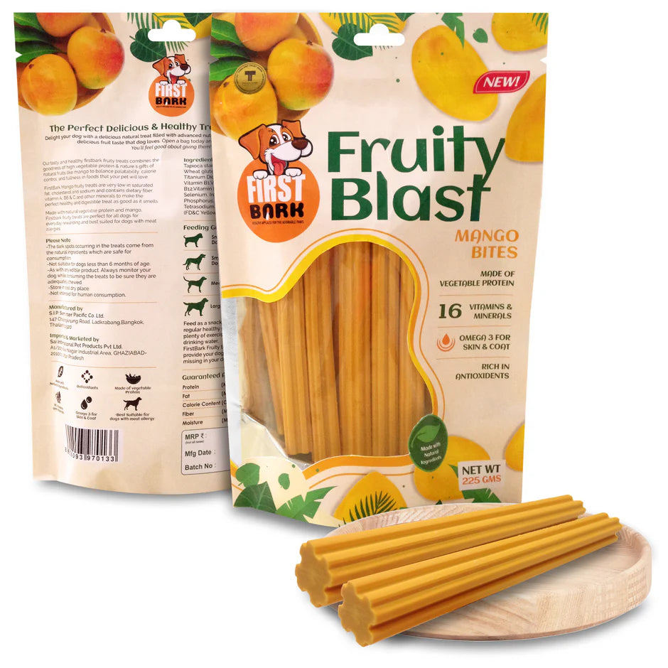 First Bark Fruity Blast Dog Treat Mango Bites-225g